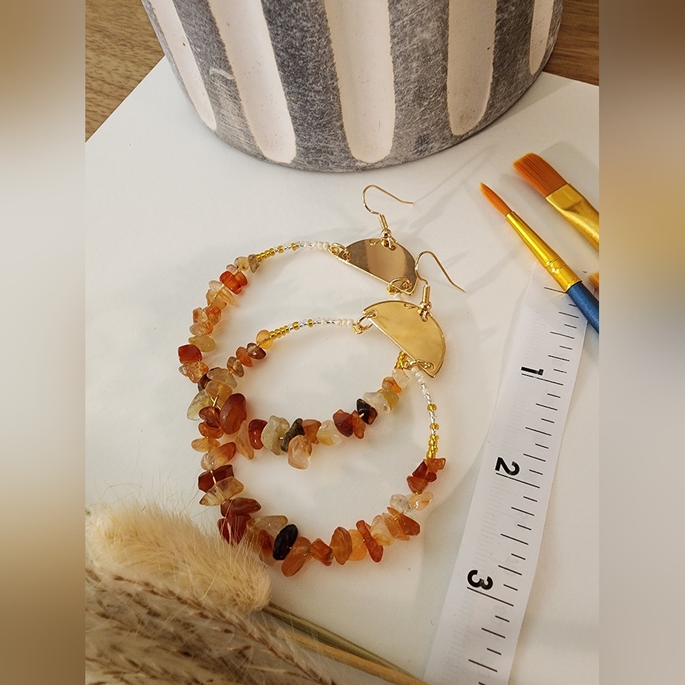 Hand-made Natural Chip Stone Beads/Beads Earrings